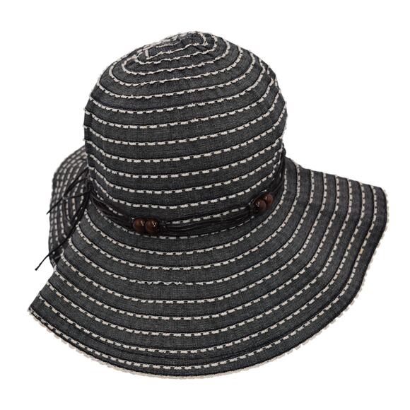 REI Womens Gray Striped Cotton Blend Floppy Wide Brim Sun Hat -- L / XL - Picture 4 of 6